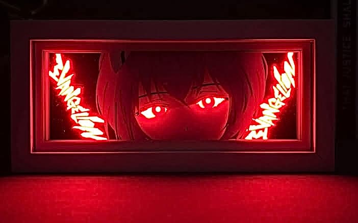 Rei Ayanami light box featured in the Neon Genesis Evangelion collection at MyAnimeLightbox – glowing LED anime decor with ethereal red ambiance