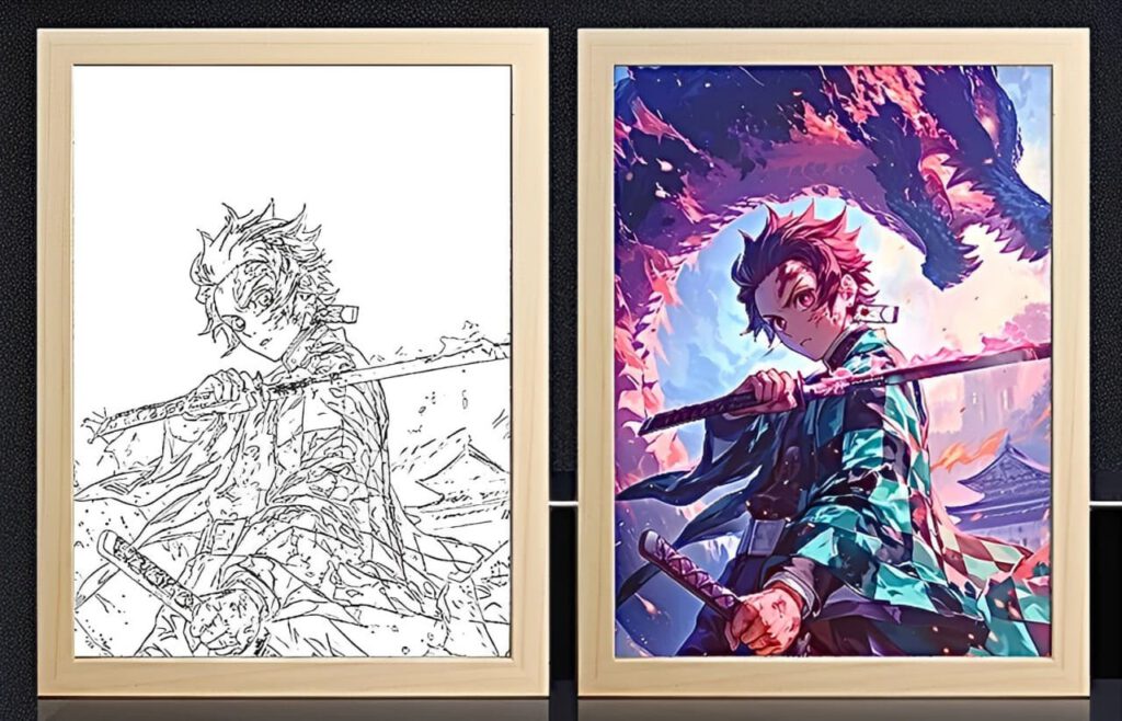 Demon Slayer Tanjiro Sun Halo Dragon Light Frame