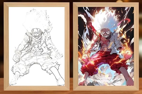 One Piece Luffy Gear 5 Transformation Light Frame