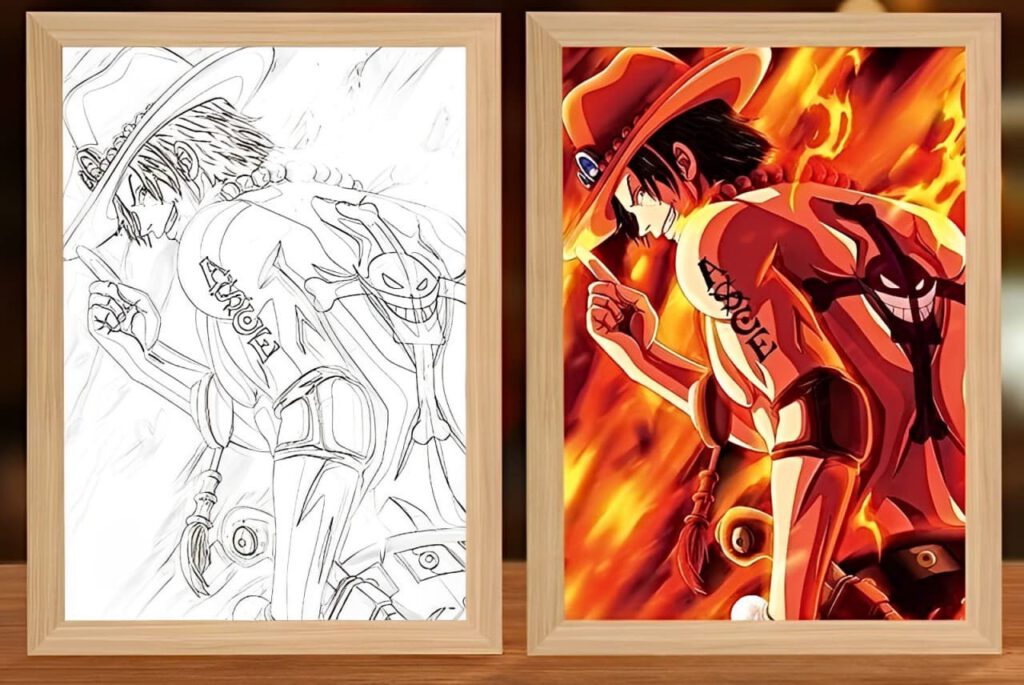 One Piece Ace Fire Pillar Light Frame