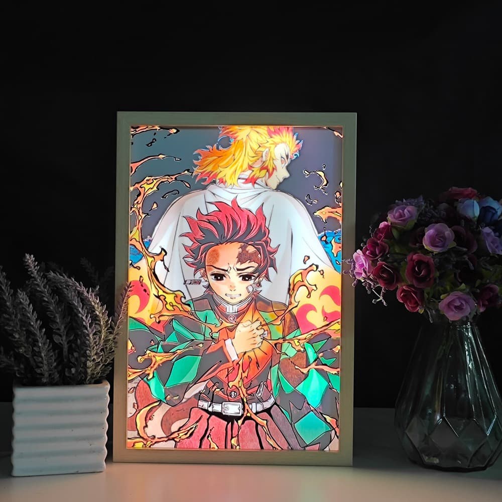 Demon Slayer Tanjiro & Rengoku Light Frame