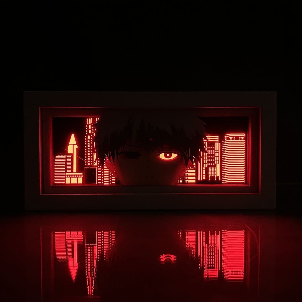 Kaneki light box featured in the Tokyo Ghoul collection at MyAnimeLightbox – glowing LED anime decor with dark ghoul aesthetic and red eye detail