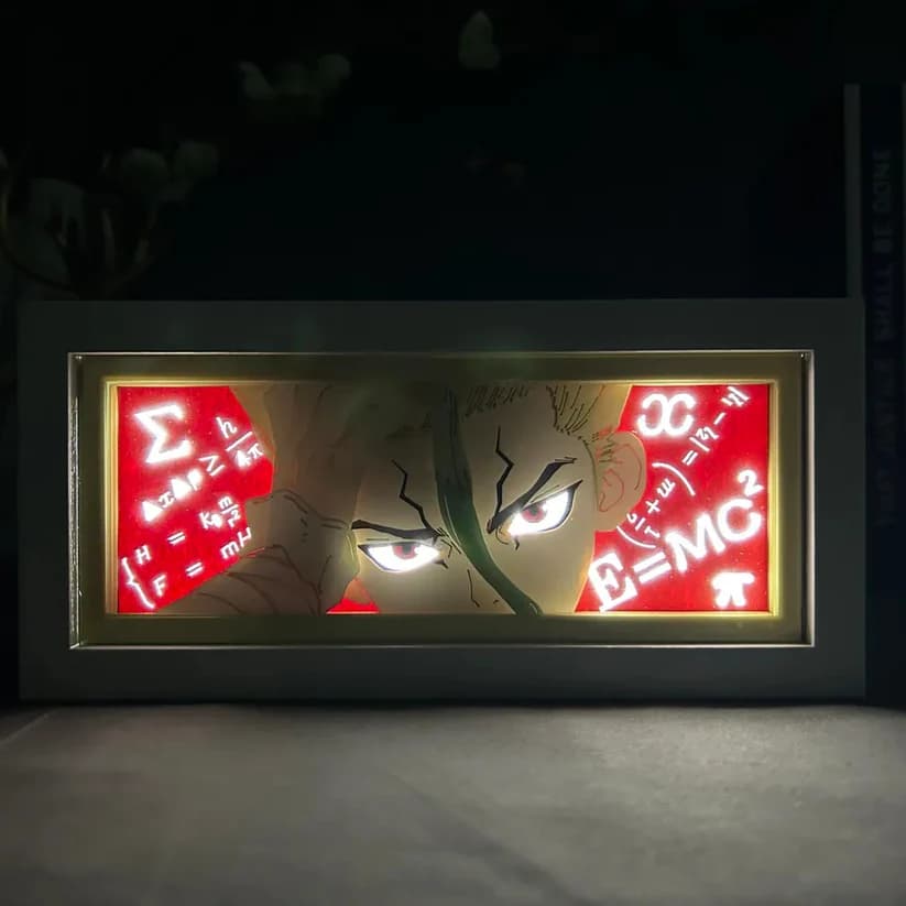 Senku light box featured in the Dr. Stone collection at MyAnimeLightbox – glowing LED anime decor with science-themed futuristic design