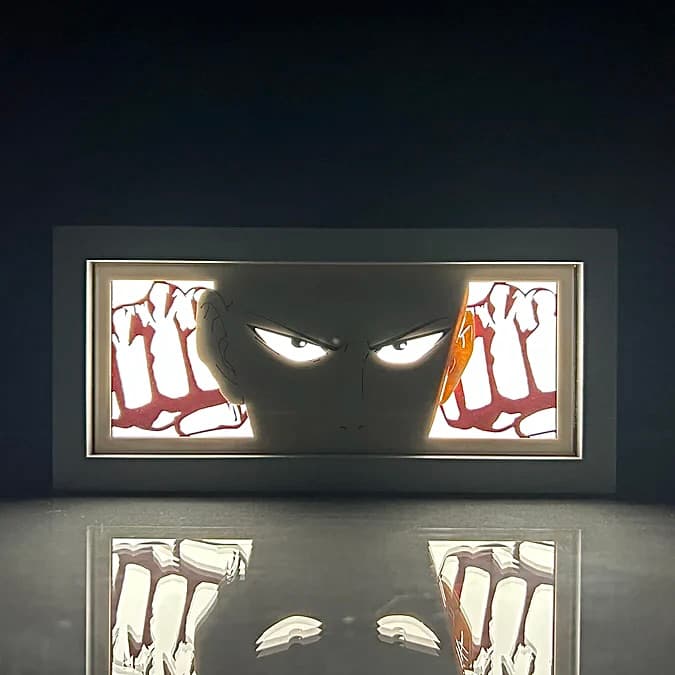 Saitama anime light box featured in the One Punch Man collection at MyAnimeLightbox – glowing LED decor with bold action-comedy energy