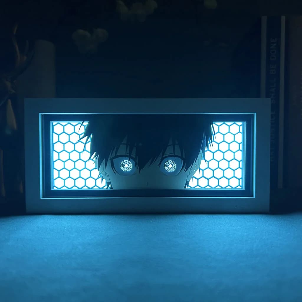 Isagi Yoichi light box featured in the Blue Lock collection at MyAnimeLightbox – glowing LED anime decor with intense striker energy and neon sports flair